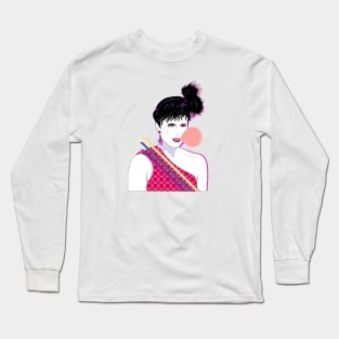 Bubble Gum Girl  80s Patrick Nagel Long Sleeve T-Shirt